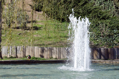Water splashing on fountain