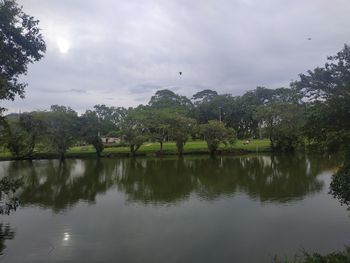 Scenic view of lake against sky