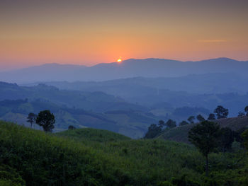 Scenic view of landscape against sky during sunset