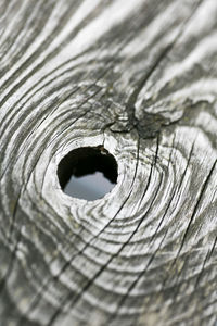 Macro shot of hole in wood