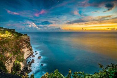 Scenic view of sea against sky during sunset