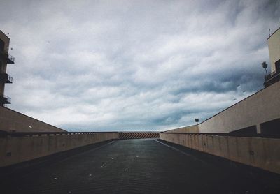 Buildings against cloudy sky