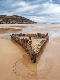 The remains of the forepart of the american liberty ship ss john randolf , sunk in july 1942, 