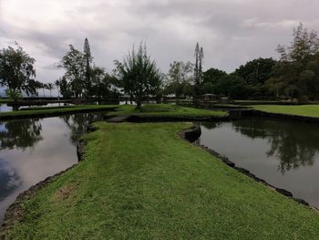 Scenic view of lake against sky