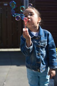 Boy looking at bubbles