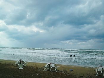 Scenic view of beach against sky