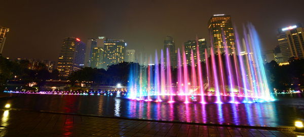 Illuminated city at night