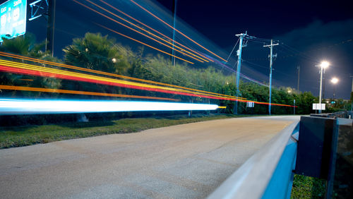 Light trails on street at night