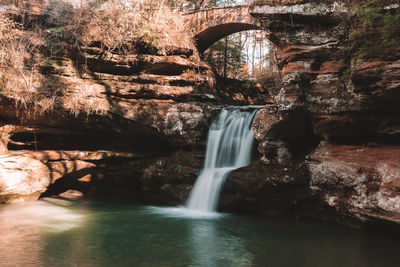 Scenic view of waterfall