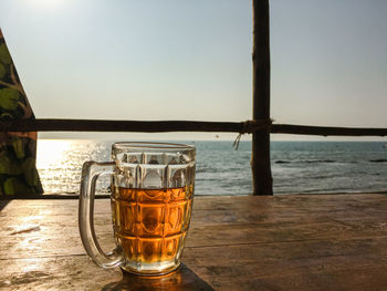 Focus shot of a beer relaxing in goa, india