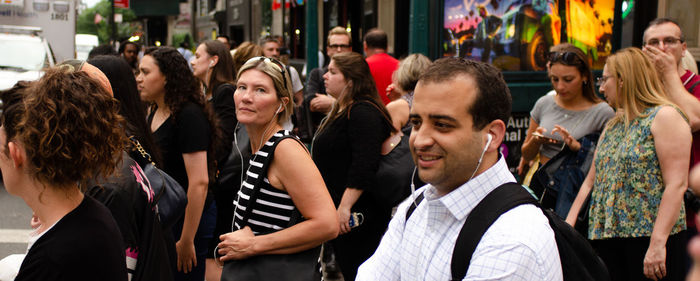 People on street in city