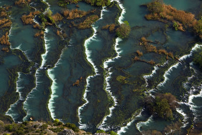 Aerial view of roški slap in krka national park, croatia