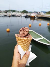 Cropped hand holding ice cream