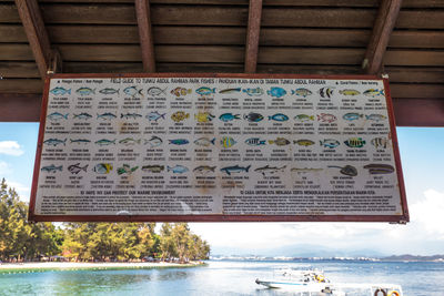 Information sign on lake