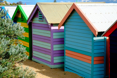 Multi colored roof of houses on building