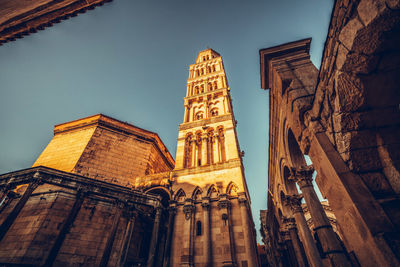 Low angle view of temple building against sky