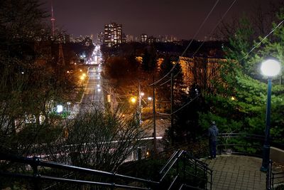 Illuminated street light at night