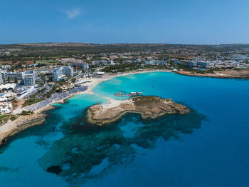 Aerial view of sea against sky