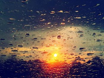 Close-up of water drops on glass window