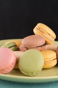 Close-up of macaroons on table