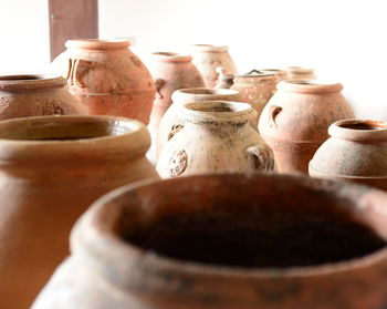 Close-up of vases