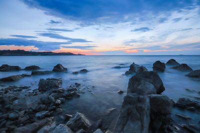 Scenic view of sea against sky during sunset