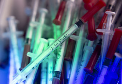Full frame shot of syringes