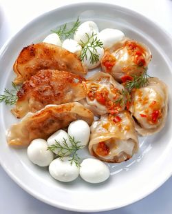 Dumplings and quail eggs