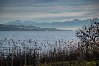 Scenic view of lake against sky