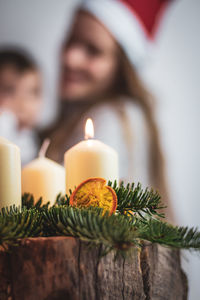 Self made diy advent wreath with candles