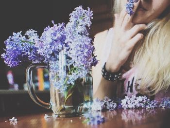 Woman holding flowers