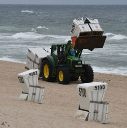 Hooded chairs on beach