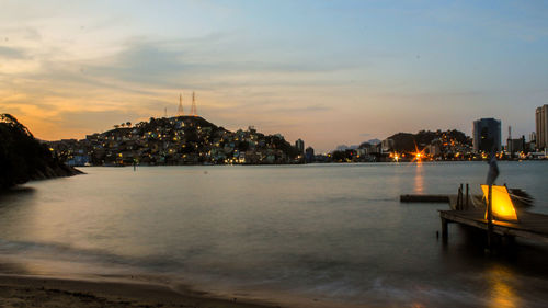 Scenic view of river against sky during sunset