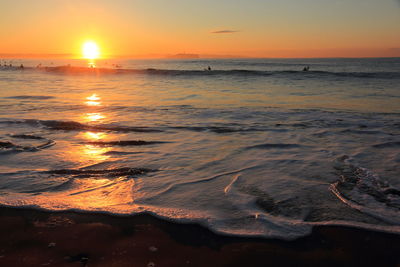 Scenic view of sea against sky during sunset