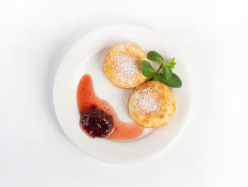 High angle view of dessert in plate