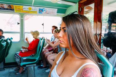 Portrait of people in amusement park