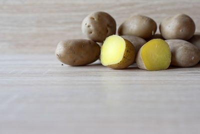 Close-up of apple on wooden table