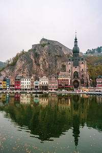 Panoramic view of the old town of dinant in belgium.
