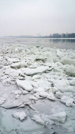 Scenic view of frozen lake against sky