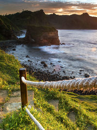 Scenic view of sea against sky during sunset