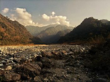 Scenic view of mountains against sky