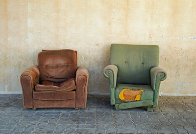 Chairs against wall at home