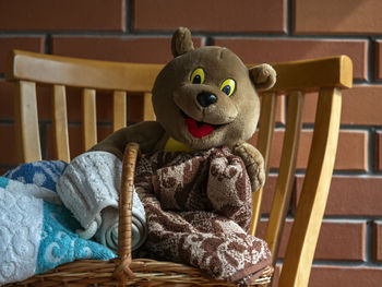 Stuffed toy on table