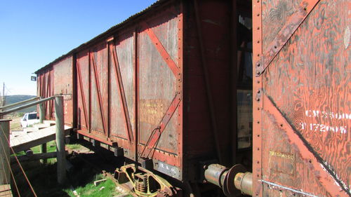 Abandoned train against clear sky