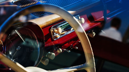 Close-up of vintage car dashboard