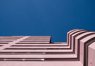 Low angle view of building against clear blue sky