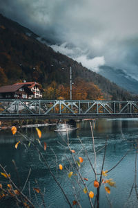 Bridge over river against sky