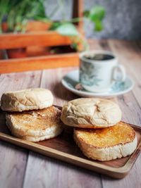 Close-up of breakfast on table