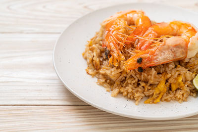 Close-up of food in plate on table