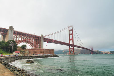 Golden gate bridge over sea